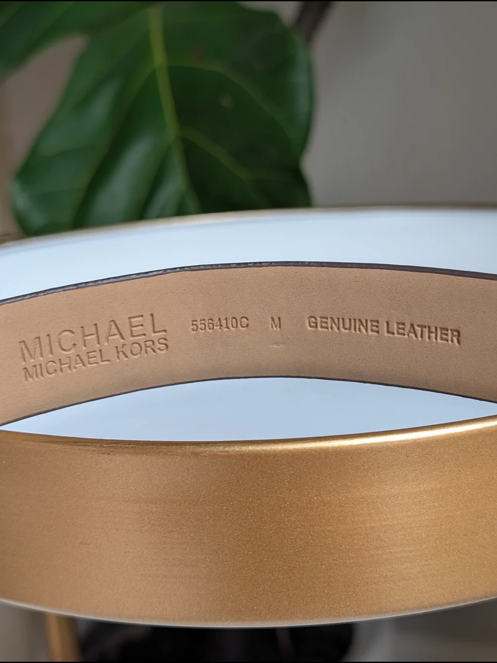 Michael Kors Women's Gold-Tone MK Logo Belt - Champagne
